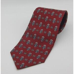Zianetti Italian Silk Collection Geometric Pattern Tie Red Navy Blue 100% Silk